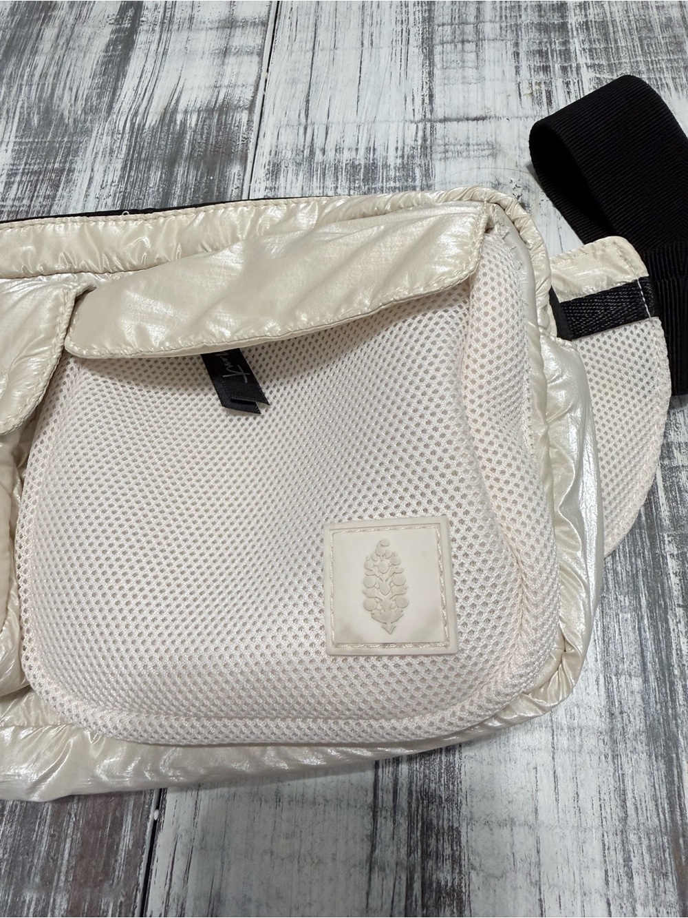 Free People Cream Quilted Belt Bag with Mesh Pocket - Picture 2 of 8
